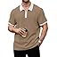 KAJARU Men’s Waffle Knit Polo T-Shirt, Short Sleeve, Zip Collar with White Trim (POLO-8034)