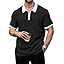 KAJARU Men’s Waffle Knit Polo T-Shirt, Short Sleeve, Zip Collar with White Trim (POLO-8034)